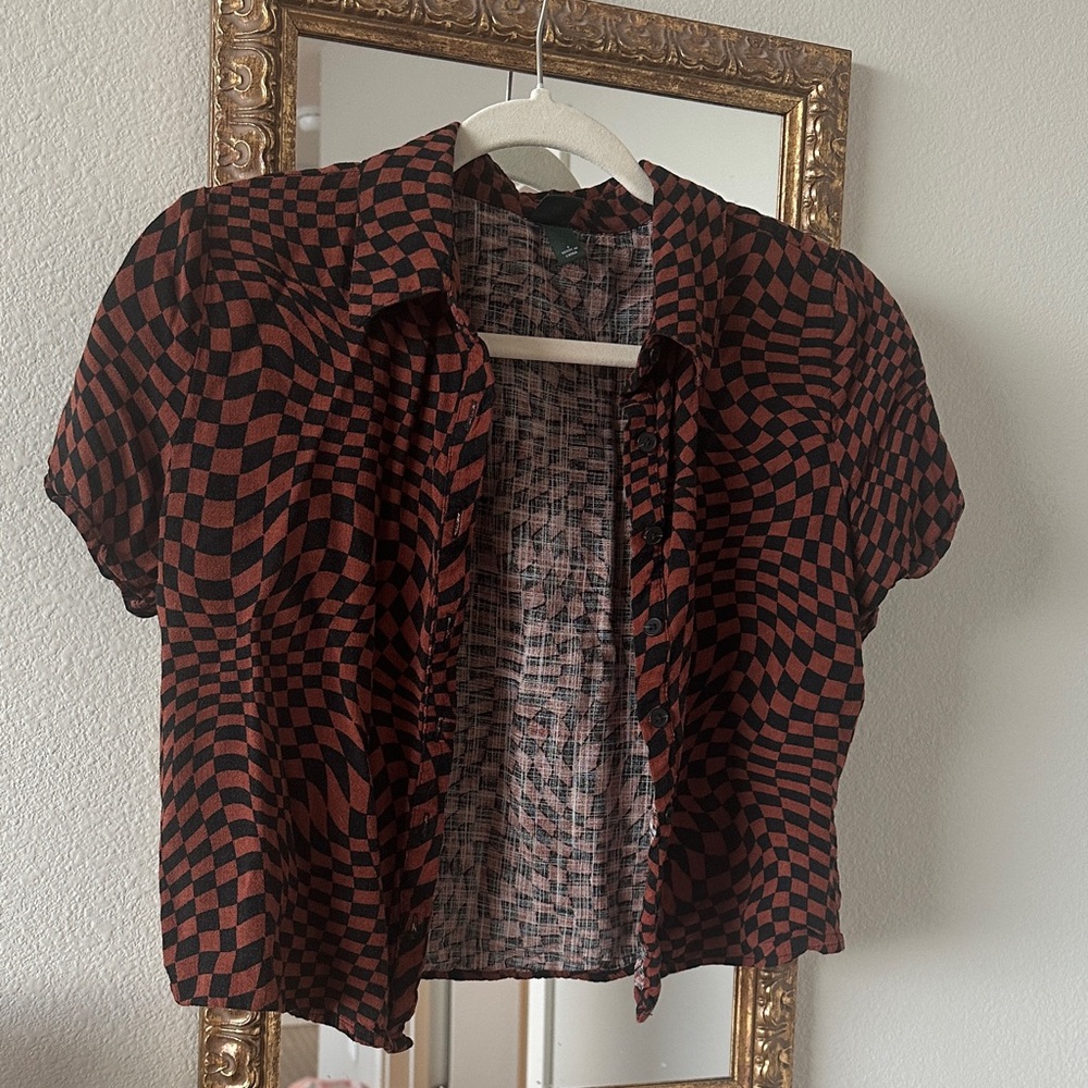 Wild Fable Black and Red Checkered Top
